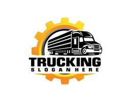 LKW Anhänger Transport Logistik, Lieferung, äußern, Ladung Unternehmen, schnell Versand, Design Vorlage Logo Illustration Silhouette, Emblem isoliert auf dunkel Hintergrund, schwarz vektor