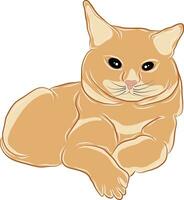 illustration eller vektor av ett orange katt liggande ser fram.