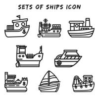 fartyg ikon vektor samling uppsättning