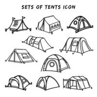 Camping Zelt Symbol Vektor Sammlung einstellen