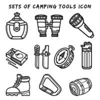 camping verktyg ikon vektor samling uppsättning