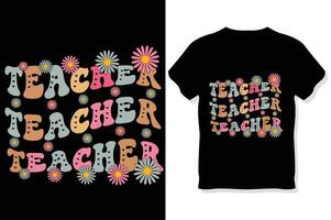 retro Lehrer Sublimation t Hemd Design, groovig Lehrer Design vektor