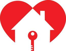 kärlek logotyp nyckel hus vektor