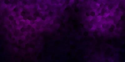 mörk lila vektor bakgrund med ett antal hexagoner.
