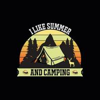 jag tycka om sommar och camping, kreativ sommar t-shirt design vektor