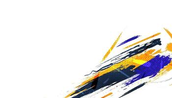 abstrakt Bürste Hintergrund dominiert durch Blau und Gelb Farbe mit Halbton Wirkung. Bürste Schlaganfall Illustration zum Banner, Poster, oder Sport Hintergrund. kratzen und Textur Elemente zum Design vektor