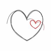 zwei verknüpft Herz, kontinuierlich einer Linie Zeichnung. zwei Herz in Verbindung gebracht. Hand gezeichnet, einfach und minimalistisch Illustration von Liebe. vektor
