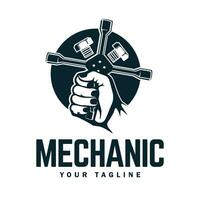 Jahrgang Mechaniker Logo Vektor Illustration.