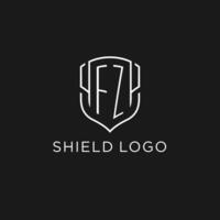 Initiale fz Logo Monoline Schild Symbol gestalten mit Luxus Stil vektor