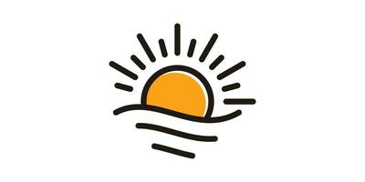 Welle Element Logo Design kombiniert mit das Sonne vektor