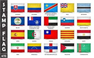 Stempel mit offiziellem Länderflaggenmuster und alter Grunge-Textur und Ländernamen. Rechteckform . Vektor. Set 4 von 12 auf dieser Serie alle Nationalflaggen der Welt. vektor