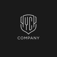 första yc logotyp monoline skydda ikon form med lyx stil vektor