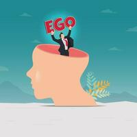 Geschäftsmann hält das Ego im das Kopf Design Vektor Illustration