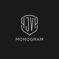 Initiale jv Logo Monoline Schild Symbol gestalten mit Luxus Stil vektor