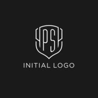 Initiale ps Logo Monoline Schild Symbol gestalten mit Luxus Stil vektor