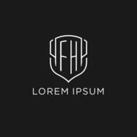 första fh logotyp monoline skydda ikon form med lyx stil vektor