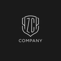 första zc logotyp monoline skydda ikon form med lyx stil vektor