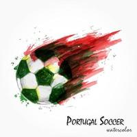 realistische aquarellmalerei der mächtigen portugiesischen fußballnationalmannschaft oder fußballaufnahme. künstlerisches und sportliches Konzept. vektor