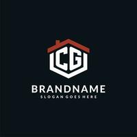 Initiale Brief cg Logo mit Zuhause Dach Hexagon gestalten Design Ideen vektor