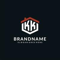 Initiale Brief kk Logo mit Zuhause Dach Hexagon gestalten Design Ideen vektor