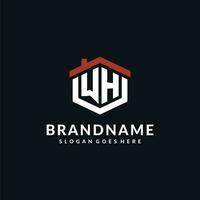 Initiale Brief wer Logo mit Zuhause Dach Hexagon gestalten Design Ideen vektor