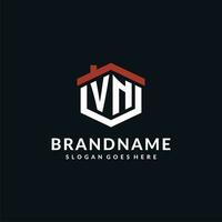 Initiale Brief vn Logo mit Zuhause Dach Hexagon gestalten Design Ideen vektor