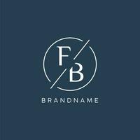 första brev fb logotyp monogram med cirkel linje stil vektor