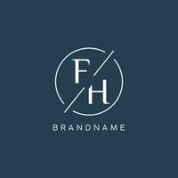 första brev fh logotyp monogram med cirkel linje stil vektor