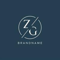 Initiale Brief zg Logo Monogramm mit Kreis Linie Stil vektor