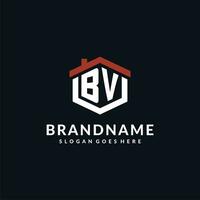 Initiale Brief bv Logo mit Zuhause Dach Hexagon gestalten Design Ideen vektor