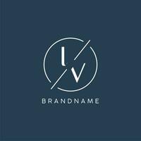 Initiale Brief iv Logo Monogramm mit Kreis Linie Stil vektor