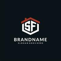 Initiale Brief sf Logo mit Zuhause Dach Hexagon gestalten Design Ideen vektor