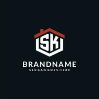 Initiale Brief sk Logo mit Zuhause Dach Hexagon gestalten Design Ideen vektor