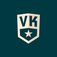 första vk logotyp stjärna skydda symbol med enkel design vektor