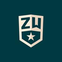 Initiale zw Logo Star Schild Symbol mit einfach Design vektor