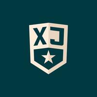 första xj logotyp stjärna skydda symbol med enkel design vektor