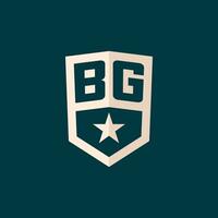 första bg logotyp stjärna skydda symbol med enkel design vektor