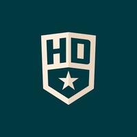 första hd logotyp stjärna skydda symbol med enkel design vektor