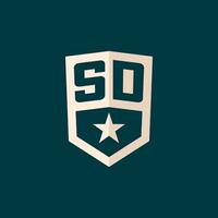 Initiale sd Logo Star Schild Symbol mit einfach Design vektor