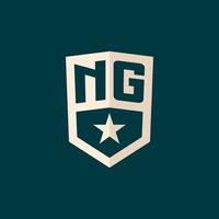 första ng logotyp stjärna skydda symbol med enkel design vektor