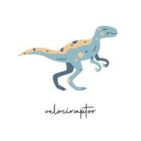 eben Vektor eben Hand gezeichnet Vektor Illustration von Velociraptor Dinosaurier