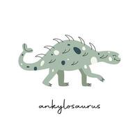 platt vektor platt hand dragen vektor illustration av ankylosaurus dinosaurie