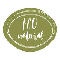eco, bio, vegane lebensmittelaufkleberschablone, logo mit blättern für organische und umweltfreundliche produkte. Öko-Aufkleber zur Kennzeichnung von Verpackungen, Lebensmitteln, Kosmetika. handgezeichneter Stil. vektor