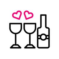 Wein Liebe Symbol duocolor schwarz Rosa Stil Valentinstag Illustration Symbol perfekt. vektor