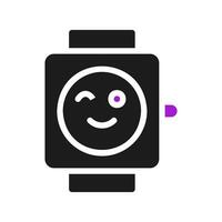 smart klocka ikon fast lila svart sport symbol illustration. vektor