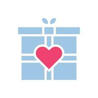 gåva kärlek ikon fast blå rosa stil valentine illustration symbol perfekt. vektor