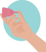 hand innehav menstruations- kopp för kvinna vektor illustration