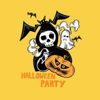 Halloween Party Hand Zeichnung Illustration Poster Design vektor