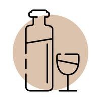 vektor ikon av en flaska av vin och en glas