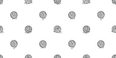 Garn Ball nahtlos Muster Vektor Bälle von Garn Stricken Nadeln Katze Spielzeug wiederholen isoliert Hintergrund Fliese Hintergrund Karikatur Illustration Gekritzel